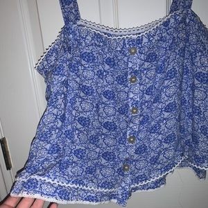 Blue and white floral tank top/ blouse NWOT